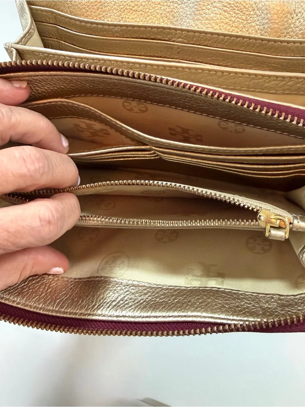 Tory Burch Taylor Mini Foldover Crossbody Burgundy Pebbled Leather
